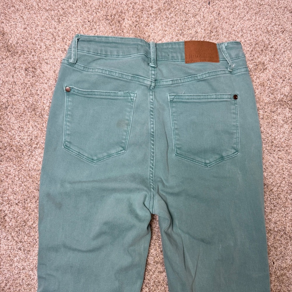 Judy Blue Flare Jeans Turquoise Size 7/28 Raw Hem Boutique Western Cowgirl Boho - Picture 6 of 8
